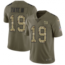 Nike New York Giants #19 Golden Tate Olive Camo Men's Stitched NFL Limited 2017 Salute To Service Jersey