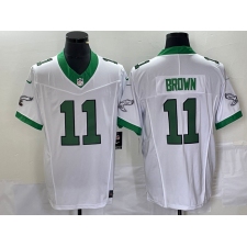 Men's Nike Philadelphia Eagles #11 AJ Brown White 2023 F.U.S.E. Vapor Limited Throwback Stitched Football Jersey