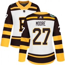 Women's Adidas Boston Bruins #27 John Moore Authentic White 2019 Winter Classic NHL Jersey
