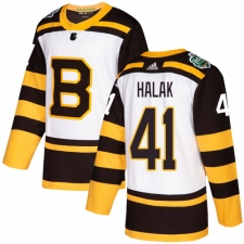 Youth Adidas Boston Bruins #41 Jaroslav Halak Authentic White 2019 Winter Classic NHL Jersey