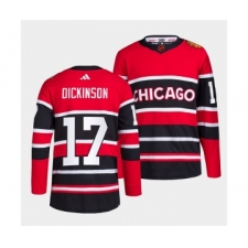 Men's Chicago Blackhawks #17 Jason Dickinson Red Black 2022 Reverse Retro Stitched Jersey