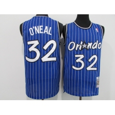 Men's Orlando Magic #32 Shaquille O'Neal Blue Mitchell & Ness Black Retired Player Jersey