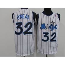 Men's Orlando Magic #32 Shaquille O'Neal White Mitchell & Ness Black Retired Player Jersey