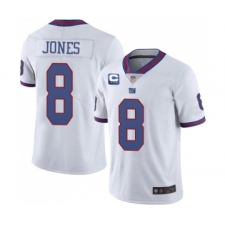 Men's New York Giants 2022 #8 Daniel Jones White With 3-star C Patch Stitched NFL Jersey