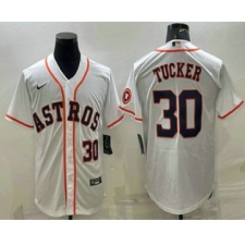 Men's Houston Astros #30 Kyle Tucker Number White With Patch Stitched MLB Cool Base Nike Jersey