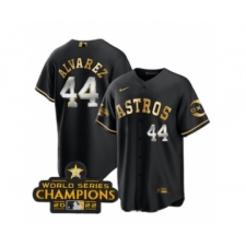 Men's Houston Astros #44 Yordan Alvarez Black Gold 2022 World Serise Champions Stitched Baseball Jersey