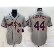 Men's Houston Astros #44 Yordan Alvarez Number Grey With Patch Stitched MLB Cool Base Nike Jersey