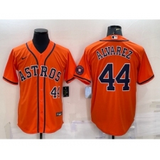Men's Houston Astros #44 Yordan Alvarez Number Orange With Patch Stitched MLB Cool Base Nike Jersey