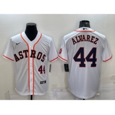 Men's Houston Astros #44 Yordan Alvarez Number White With Patch Stitched MLB Cool Base Nike Jersey