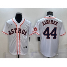Men's Houston Astros #44 Yordan Alvarez White With Patch Stitched MLB Cool Base Nike Jersey