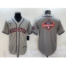 Men's Houston Astros Grey Champions Big Logo With Patch Stitched MLB Cool Base Nike Jersey