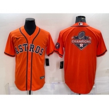 Men's Houston Astros Orange Champions Big Logo With Patch Stitched MLB Cool Base Nike Jersey