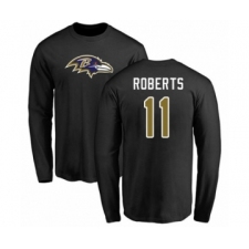 Football Baltimore Ravens #11 Seth Roberts Black Name & Number Logo Long Sleeve T-Shirt