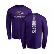 Football Baltimore Ravens #11 Seth Roberts Purple Backer Long Sleeve T-Shirt