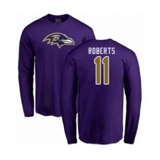 Football Baltimore Ravens #11 Seth Roberts Purple Name & Number Logo Long Sleeve T-Shirt