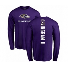 Football Baltimore Ravens #21 Mark Ingram II Purple Backer Long Sleeve T-Shirt