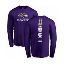 Football Baltimore Ravens #22 Mark Ingram II Purple Backer Long Sleeve T-Shirt