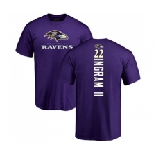 Football Baltimore Ravens #22 Mark Ingram II Purple Backer T-Shirt