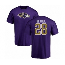 Football Baltimore Ravens #28 Justin Bethel Purple Name & Number Logo T-Shirt