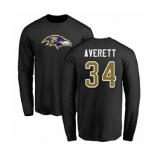 Football Baltimore Ravens #34 Anthony Averett Black Name & Number Logo Long Sleeve T-Shirt