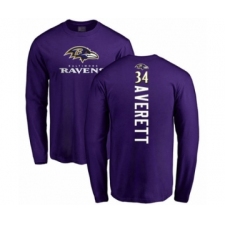 Football Baltimore Ravens #34 Anthony Averett Purple Backer Long Sleeve T-Shirt