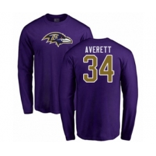Football Baltimore Ravens #34 Anthony Averett Purple Name & Number Logo Long Sleeve T-Shirt