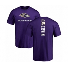 Football Baltimore Ravens #39 Tyler Ervin Purple Backer T-Shirt