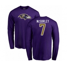 Football Baltimore Ravens #7 Trace McSorley Purple Name & Number Logo Long Sleeve T-Shirt