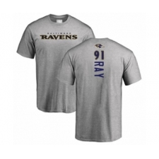 Football Baltimore Ravens #91 Shane Ray Ash Backer T-Shirt