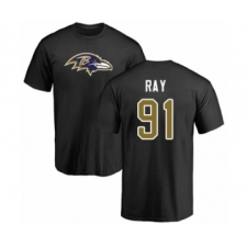 Football Baltimore Ravens #91 Shane Ray Black Name & Number Logo T-Shirt