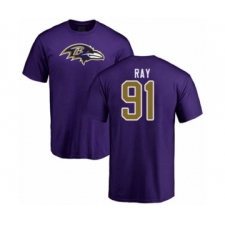 Football Baltimore Ravens #91 Shane Ray Purple Name & Number Logo T-Shirt