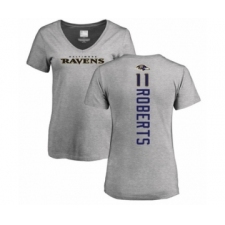 Football Women's Baltimore Ravens #11 Seth Roberts Ash Backer V-Neck T-Shirt