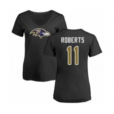 Football Women's Baltimore Ravens #11 Seth Roberts Black Name & Number Logo T-Shirt