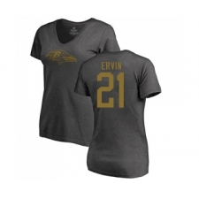 Football Women's Baltimore Ravens #21 Tyler Ervin Ash One Color T-Shirt