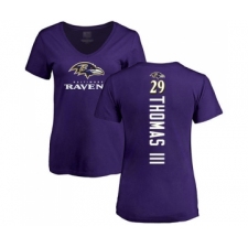 Football Women's Baltimore Ravens #29 Earl Thomas III Purple Backer T-Shirt