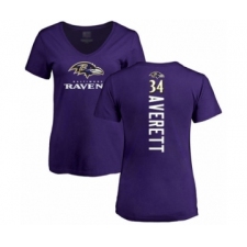 Football Women's Baltimore Ravens #34 Anthony Averett Purple Backer T-Shirt