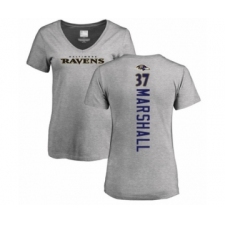 Football Women's Baltimore Ravens #37 Iman Marshall Ash Backer V-Neck T-Shirt