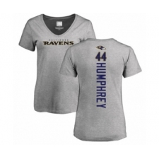 Football Women's Baltimore Ravens #44 Marlon Humphrey Ash Backer V-Neck T-Shirt