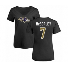 Football Women's Baltimore Ravens #7 Trace McSorley Black Name & Number Logo T-Shirt