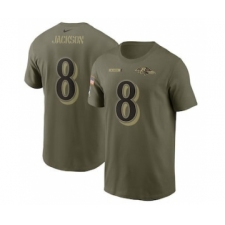 Men's Baltimore Ravens Lamar Jackson Football Camo 2021 Salute To Service Name & Number T-Shirt