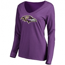 NFL Women's Baltimore Ravens Pro Line Purple Primary Team Logo Slim Fit Long Sleeve T-Shirt
