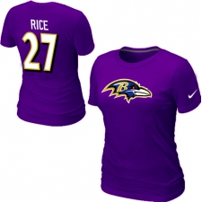 Nike Baltimore Ravens #27 Ray Rice Name & Number Women's NFL T-Shirt - Purple