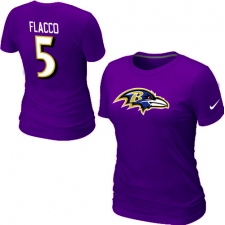 Nike Baltimore Ravens #5 Joe Flacco Name & Number Women's NFL T-Shirt - Purple
