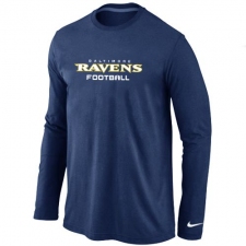 Nike Baltimore Ravens Authentic Font Long Sleeve NFL T-Shirt - Dark Blue