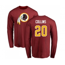 Football Washington Redskins #20 Landon Collins Maroon Name & Number Logo Long Sleeve T-Shirt