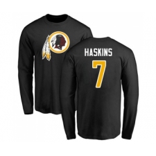 Football Washington Redskins #7 Dwayne Haskins Black Name & Number Logo Long Sleeve T-Shirt