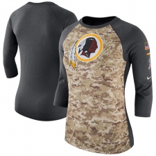 NFL Women's Washington Redskins Nike Camo Charcoal Salute to Service Legend Three-Quarter Raglan Sleeve T-Shirt