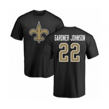 Football New Orleans Saints #22 Chauncey Gardner-Johnson Black Name & Number Logo T-Shirt