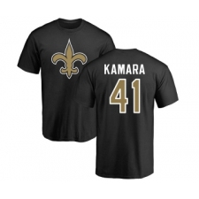 Football New Orleans Saints #41 Alvin Kamara Black Name & Number Logo T-Shirt