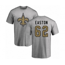Football New Orleans Saints #62 Nick Easton Ash Name & Number Logo T-Shirt
